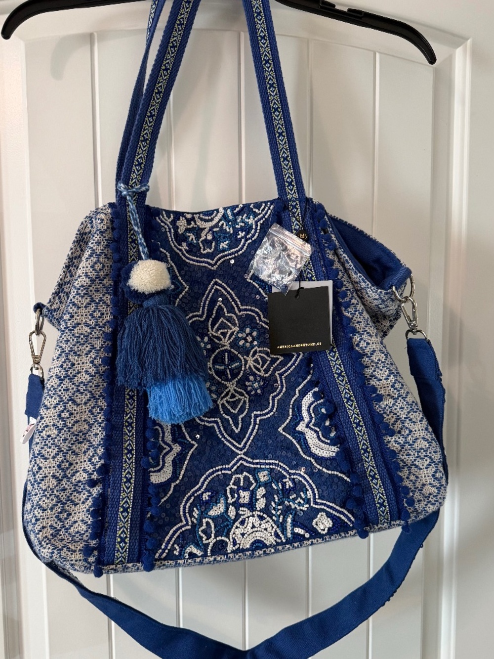 America and Beyond Beaded Tote Bag